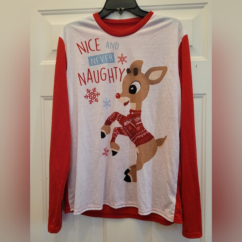 Men's Pajama Shirt, Christmas Pajama, Medium, long sleeve, Rudolph, Christmas